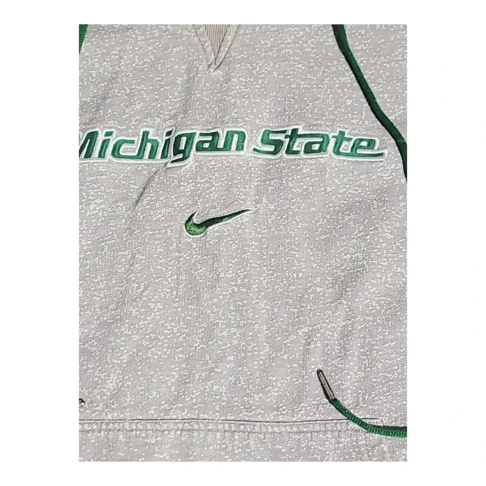 Vtg Nike Center Swoosh Michigan State‎ Spartans Hoodie Embroidered Gray XL B28